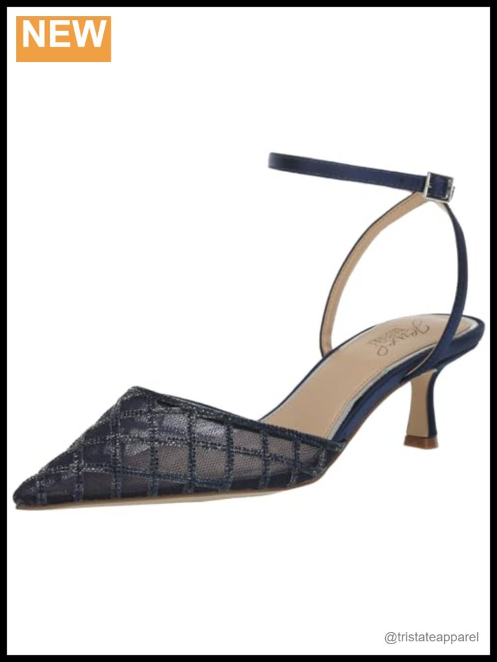 Mesh Panel Kitten Heel Ankle Strap Pump Formal